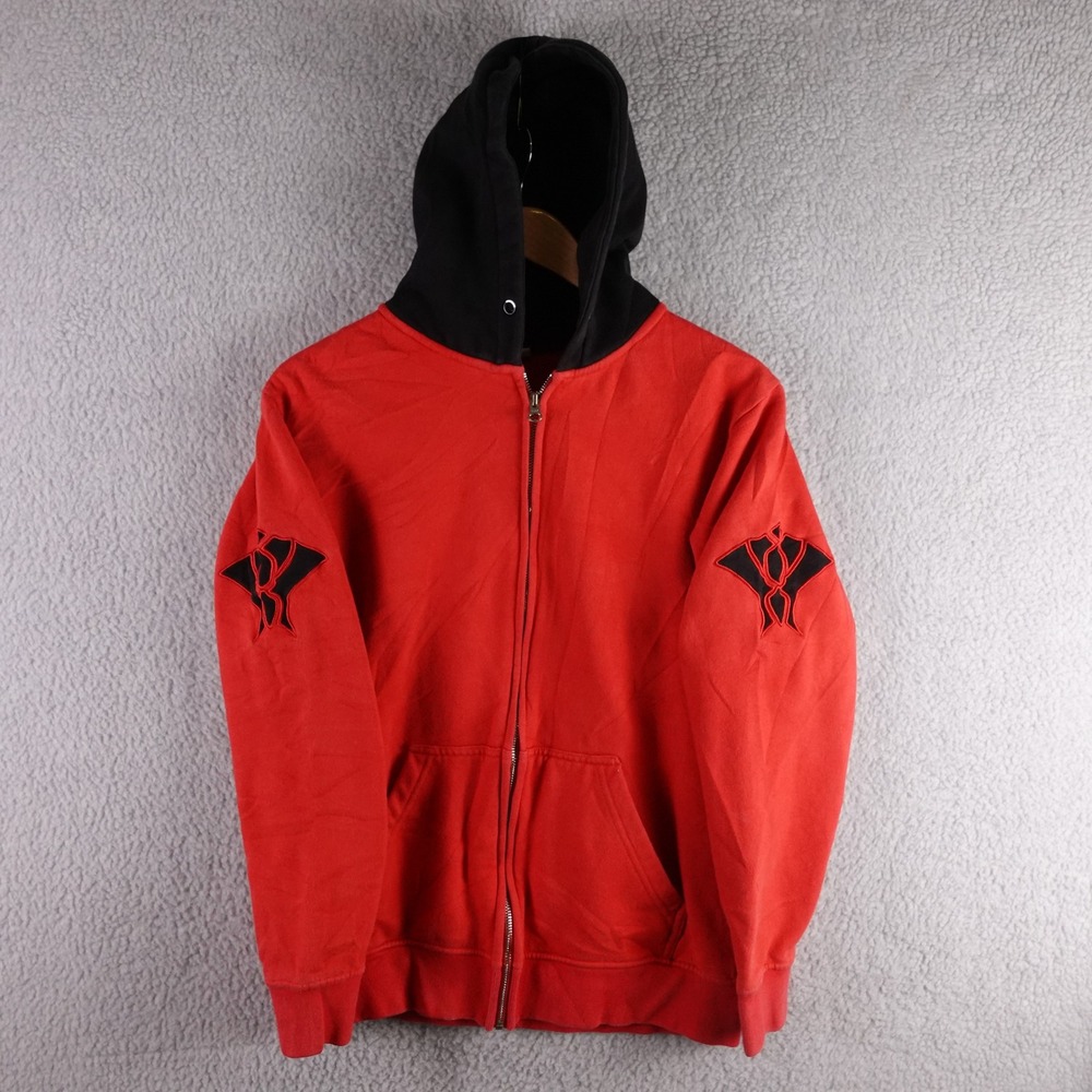 Aphmau Aaron Lycan Hoodie Mens Medium Red Black Full Zip Embroidered Sweatshirt